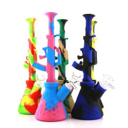 Newest Silicone Water Bong Removable hookahs bongs with glass filter bowl dab rig for smoke unbreakable