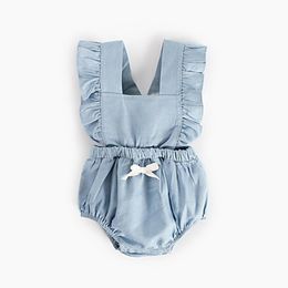 Cute Baby Girl Ruffle Solid Color Romper Jumpsuit Outfits Sunsuit for Newborn Infant Children Clothes Kid Clothing 201027