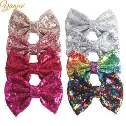 30pcs/lot 5" Knot Sequin WITHOUT Clips Girls Solid Glitter Bow For Kids DIY Headband Bands Hair Accessories LJ200903