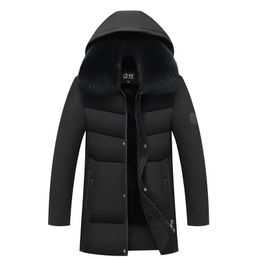 Men Winter Parka mid-length Plus velvet Warm Thicken Jacket Detachable hat Windproof Coat Hooded Plus Size 5XL 201123