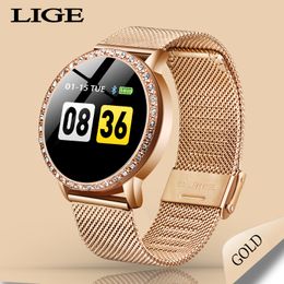 LIGE Ladies Smart Watch Women Blood Pressure Heart Rate Monitor Fitness tracker Sport Smart Band Alarm clock reminder Smartwatch 201116