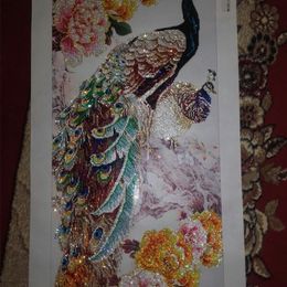 hot sale fashion 5D crystal round diamond painting cross stitch diamond embroidery needwork paste two peacocks for gift zx 201112