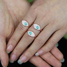 Rose Gold Color Cute Lovely Evil Eye Women Girl Finger Jewelry Micro Pave CZ Open Adjusted Lucky Rings 2021
