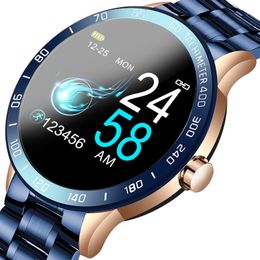 -2020 Novo Relógio Inteligente LED Tela Monitor de Frequência Heart Monitor de Saúde Pressão arterial Fitness Tracker Sport Watch com caixa de presente