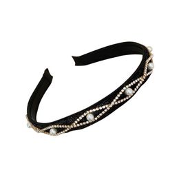 Fashion hair accessories women rhinestone pearl headband velvet simple thin side headband girl wild face wash hair band headwear