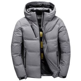 duck down jacket men short Warm Thick Quality Zipper Hooded Down Coats Male Overcoat Jackets Winter Men Down Jacket 201126