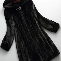 Lautaro High quality long black winter faux fur coat women with hood long sleeve Plus size warm fluffy furry jacket 5xl 6xl 7xl 201215