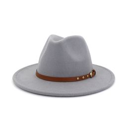 Winter Winter Retro Panama Hat with Belt Buckle Women Men Flat Wide Brim Fedora Cap Wool Felt Jazz Formal Party Trilby Sombrero