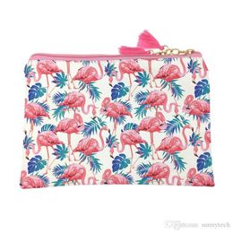 Pu Cosmetic Case Bag Flamingo Printed Lady Clutch Bag Girl Purse Makeup Bag Mobile phone clutch bags 20cmx14cm wholesale LX1353