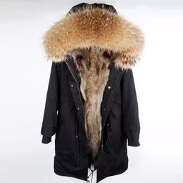 Parka homens jaqueta de inverno encapuçado natureza guaxinim revestimento revestimento homem casaco de pele real 201104