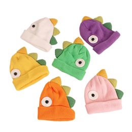 2-6Y Dinosaur Knitted Kids Beanie Hats Infant Baby Boy Girl Warm Hat Children Baby Autumn Winter Girls Hat For Kids Toddler Y201024