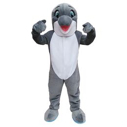 Mascot Costumes Happy Dolphin Mascot Costume Adult Size for Men & Women Animal Cartoon Costume for Halloween Christmas Party School Game