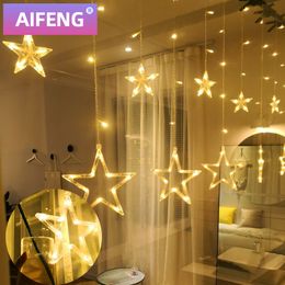 Christmas Decoracion 110V/220V Five-Pointed Star Curtain Light Can Be Connected In Series Led Lights Room Decoration 201203