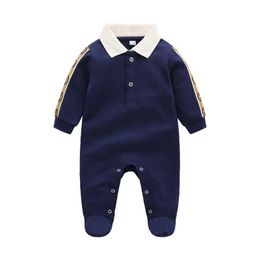 100% cotton kids designer Rompers baby boy girl top quality Long sleeve clothes 1-2 years old newborn Spring Autumn lapel Jumpsuits children's clothing G061