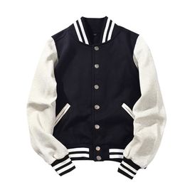 New Arrival Spliced Brand Single Breasted Patchwork Short Style Rib Sleeve Bomber Jacket Men Cotton Casual Baseball Coat 201028