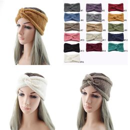 Free DHL INS New 16 Colours Lady Girls Knitted Headbands Designer Hairbands Crochet Twist Headwear Headwrap Women Hair Accessories