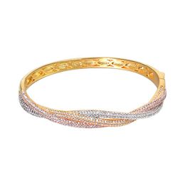 Bangle Bracelet For Women Three Colour Circle Cross Bangles Female Gold Plated African Jewellery Dubai Hard Luxury Designer Chris