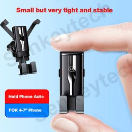 Mini Retractable Auto Gravity Car Holder 4-7" Universal Aluminium Alloy + PC + ABS Air Vent Clips Phones Holder