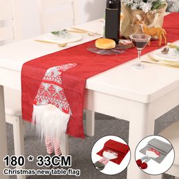 Christmas Table Runner Imitation Linen Tablecloth Table Runners Dinning Table Flag Xmas New Year Christmas Decorations For Home 201120