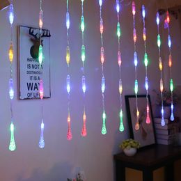 2.5MX0.6M New LED Water Droplets Curtain Light Christmas Garland Outdoor/Indoor String Lights For Holiday Wedding Party Decor 201203