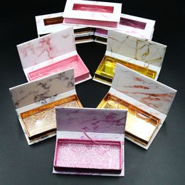 3D Mink Eyelash Package Boxes False Eyelashes Marble Square Packaging Empty Eyelash Box Case Lashes Box Packaging