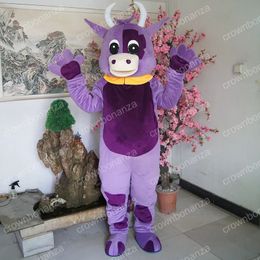 Halloween Purple cow Mascot Costume Top quality Cartoon Anime theme character Adults Size Christmas Carnival Birthday Party Outdoor Outfit