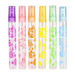 Wholesale 10ml Glass Perfume Spray Bottle Nozzles Flower Print Colourful Deodorant Essential Oil Bottles Disinfectant Sprayer