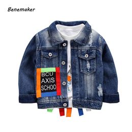 Benemaker Jeans Jacket For Girls Boys Children's Windbreaker Denim Coats Clothing Outerwear Chaqueta Baby Kids Jean Coats JH132 201126