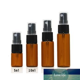 50pcs 5ml 10ml 15ml 20ml amber glass perfume spray bottle mini vial black pump head