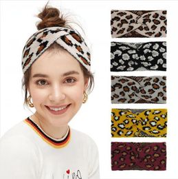 Leopard Knitted Headband Fashion Criss Cross Hair Band Winter Elasticity Bandanas Warm Wool Knitting Woman Headwear