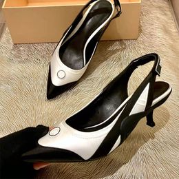 2022 new pointed toe high heels luxury designer pumps leather cat heel sandals 35-41 large size