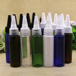 100pcs 30ml white green brown empty PET plastic bottle containers 30cc pointed mouth bottles, lotion cosmetic with cap