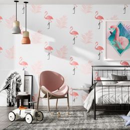 Nordic Pink Flamingo Wall Paper Home Decor Ins Wallpapers for Bedroom Living Room Walls Paper Housemapa del mundo para pared1