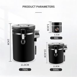 304 stainless steel airtight bottles with spoon kitchen storage coffee bean tank 500g/750g DHL a28