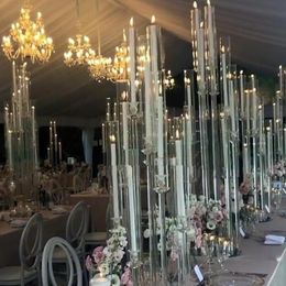 Candle Holders Tall Candelabra Holder Acrylic Crystal 8/10/12 Heads Wedding Table Centrepieces senyu475