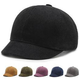 Short Brim Peaked Hat Men Women Corduroy Baseball Caps Solid Color Equestrian Snapback Autumn Winter Outdoor 7 8ys L2