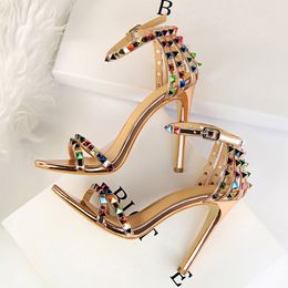 2022 Women 11cm High Heels Sandals Lady Sandles Stiletto Gladiator Pumps Stripper Summer Fetish Platform Shoes Y0318