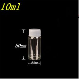 100 pcs 14 mm Screw Mouth Glass Bottles White Plastic Cap Empty Vials DIY 22X50 10 ml Jars Containers New Arrival
