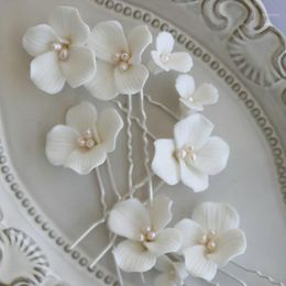 Hair Clips & Barrettes Arrival Handmade Ceramics Flower Bridal Pin Wedding Accessories