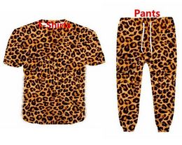 Wholesale--2022 New Fashion Casual leopard 3d All Over Print Tracksuits T-Shirt+joggers Pants Suit Women Men @062