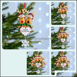 Christmas Decorations Festive & Party Supplies Home Garden Resin Elk Family Of 2 3 4 5 6 7 8 Name Pendants Cute Deer Holiday Winter Gifts Xm