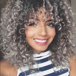 DHL Shipping Synthetic Afro Kinky Curly Short Bobo Wig Simulation Human Hair Wigs Perruques de cheveux humains JS707-1