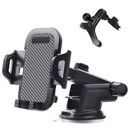 Multi-Function Car Mobile Phone Holder Mount Stand Air Vent Clip Navigation Bracket Car Carbon Fiber Telescopic Arm Bracket