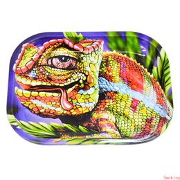 4 Styles Rolling Tray Metal Tobacco 18x14CM Hand Roller Roll Tin Case Spice Cigarette Smoking Herb Tobacco Plate Lizard Man DHL