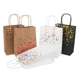 Bronzing Kraft Paper Bag Tote Bag Gift Wrap Fashion Heart Pattern Holiday Gifts Packaging Storage Bags