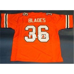 3740 ORANGE #36 CUSTOM BENNIE BLADES UNIVERSITY OF MIAMI HURRICANES College Jersey size s-4XL or custom any name or number jersey