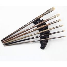 6 pcs suit Ferret badger hair Quality northeast birch rod gouache king painting brush Artist Professional Art Supplies 201226