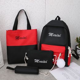 4Pcs/set Women School Backpacks Oxford Cloth Waterproof Schoolbag For Teenage Girls Student Book Bag Lady Travel Casual Bagpack LJ201029