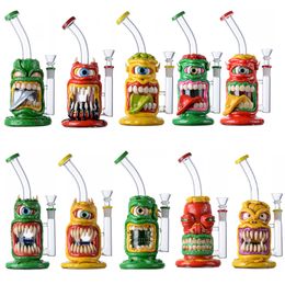 Colourful Halloween Styles Unique Heady Bongs Hookahs Beecomb Percolate Perc Water Pipes 14mm Female Joint With Bowl Oil Dab Rigs