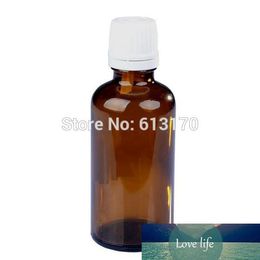 10pcs 50ML Empty Glass Bottles with White Tamper Proof Screw Cap 50CC Amber Essential Oil Bottle Small Sample Vials